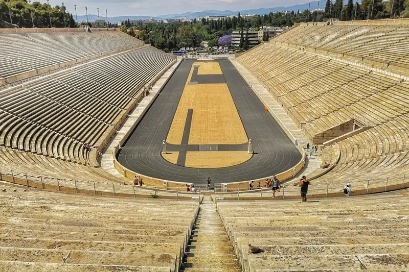 The marble tiers of the Panathenaic Stadium in Athens